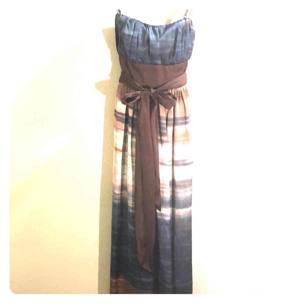 VINTAGE 90’s BCBG Maxi Floor Watercolor Silk Gown